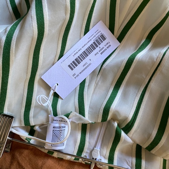 Rosie Assoulin Flouncy Skirt sz 6 Wool Silk Green Striped - Picture 3 of 6